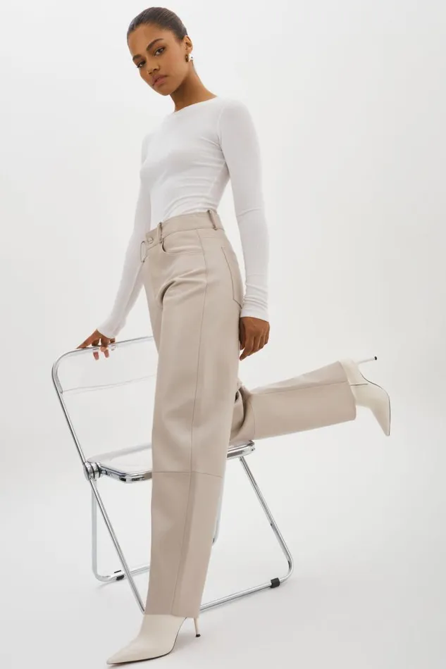 Women RIDA Horseshoe Leather Pants Oat LAMARQUE Pants and Shorts Women RIDA Horseshoe Leather Pants Oat LAMARQUE Pants and Shorts