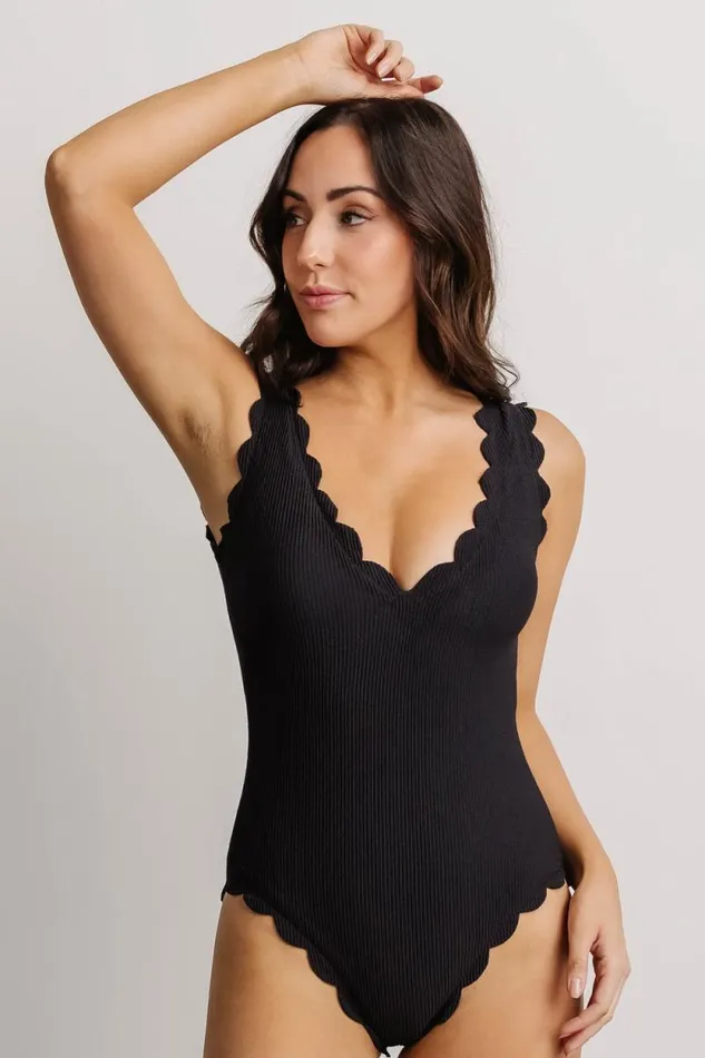 Women Roatn Scalloped One Piece Black Baltic Born One Piece