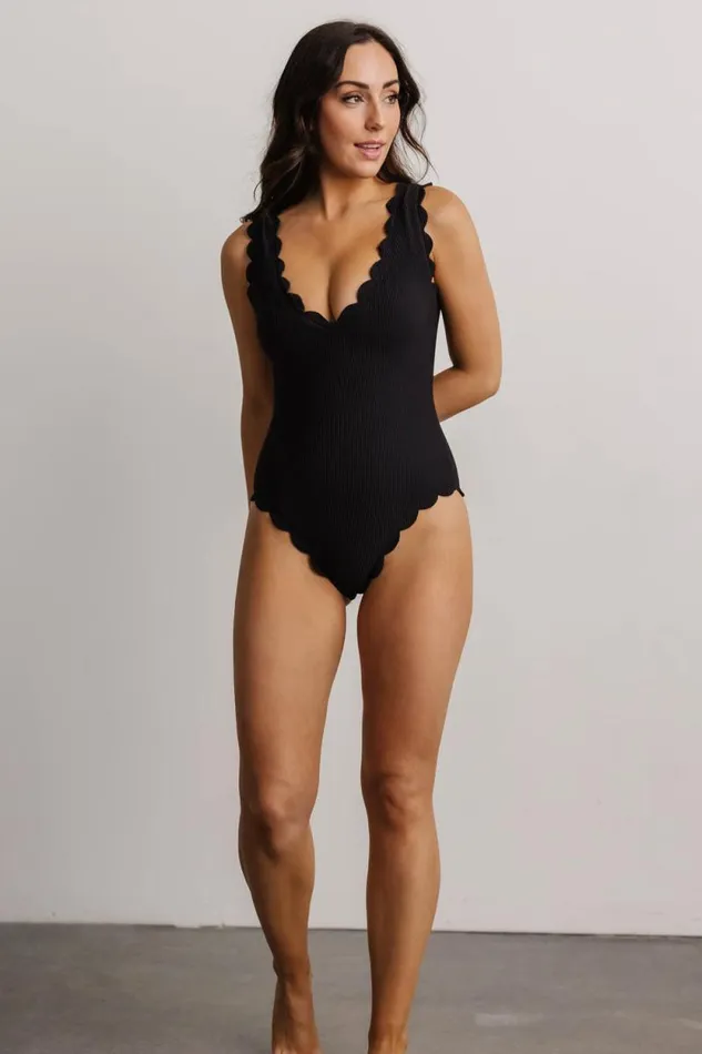 Women Roatn Scalloped One Piece Black Baltic Born One Piece