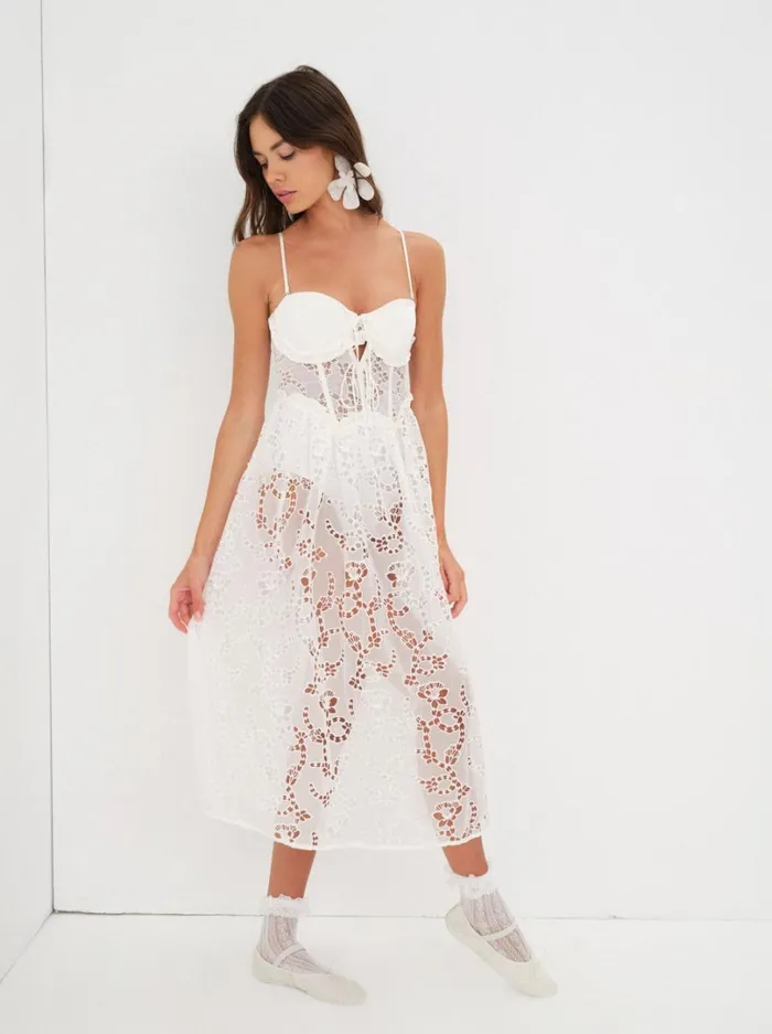 Women Romi Midi Dress White For Love and Lemons Dresses Women Romi Midi Dress White For Love and Lemons Dresses
