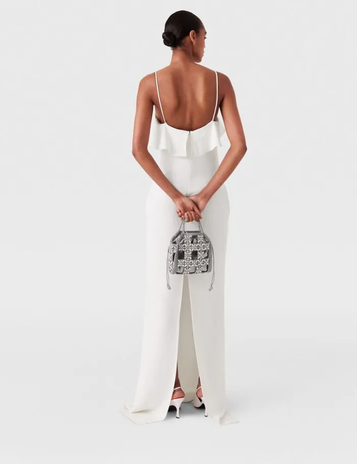 Women Ruffle Tier VNeck Dress White Stella McCartney Dresses Women Ruffle Tier VNeck Dress White Stella McCartney Dresses