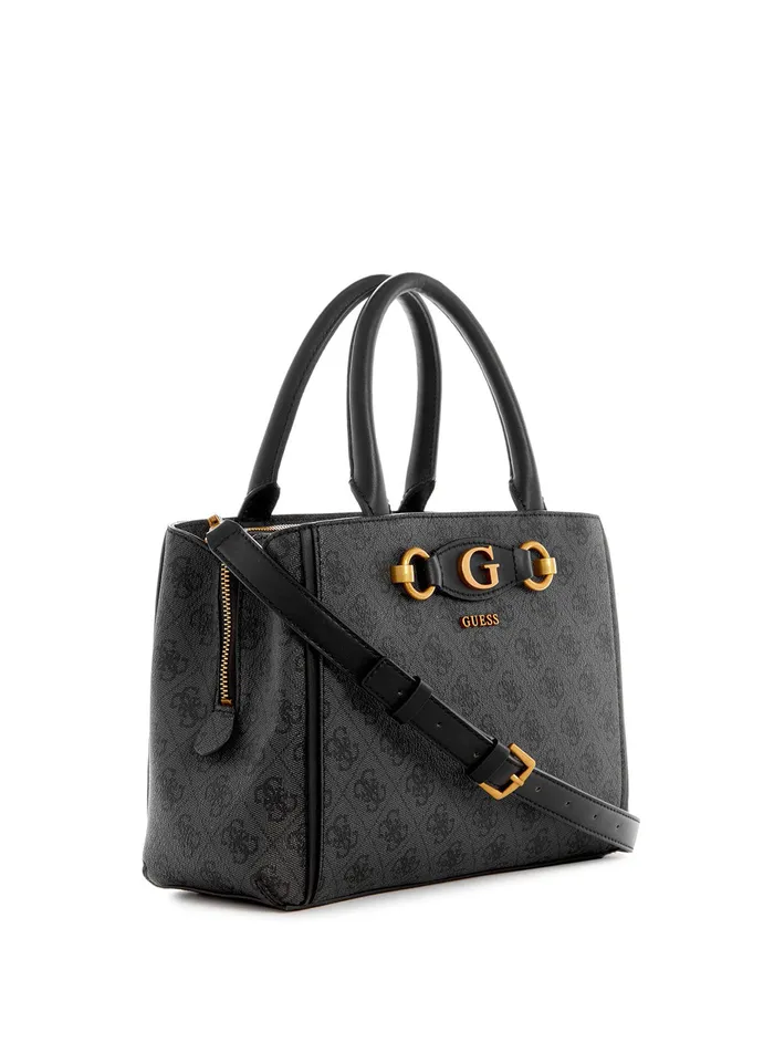 Women Satchel GUESS Black Logo Izzy Small Girlfriend Satchel Bag