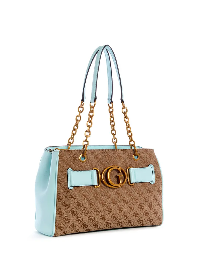Women Satchel GUESS Brown Blue Aviana Luxury Satchel Women Satchel GUESS Brown Blue Aviana Luxury Satchel
