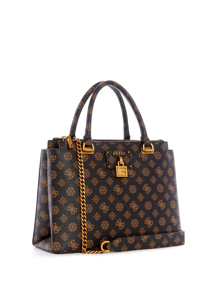 Women Satchel GUESS Brown Centre Stage Status Satchel