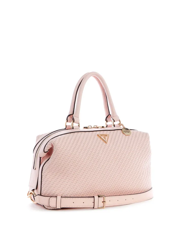 Women Satchel GUESS Pink Woven Hassie Soho Satchel Bag Women Satchel GUESS Pink Woven Hassie Soho Satchel Bag