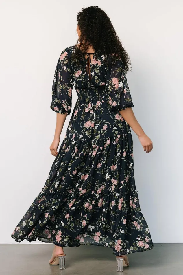 Women Sawyer Tiered Maxi Dress Navy Pink Baltic Born Maxi Dresses Women Sawyer Tiered Maxi Dress Navy Pink Baltic Born Maxi Dresses