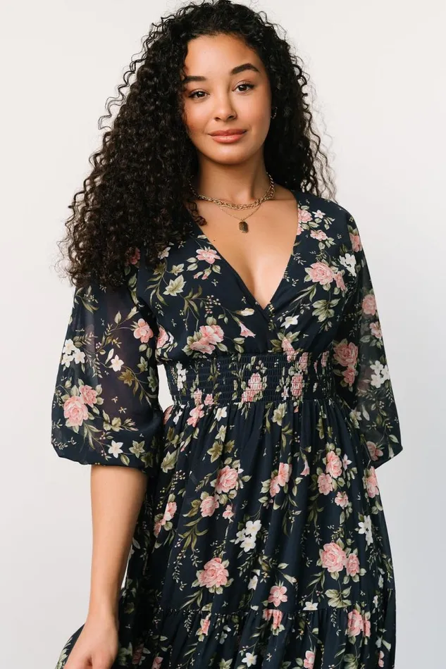 Women Sawyer Tiered Maxi Dress Navy Pink Baltic Born Maxi Dresses Women Sawyer Tiered Maxi Dress Navy Pink Baltic Born Maxi Dresses