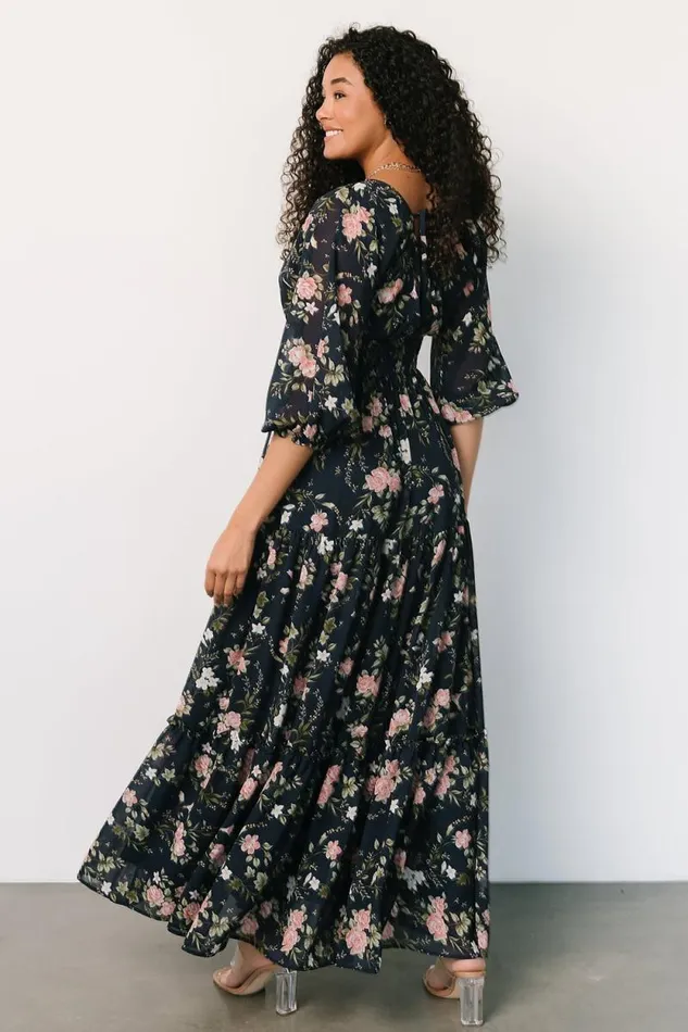 Women Sawyer Tiered Maxi Dress Navy Pink Baltic Born Maxi Dresses Women Sawyer Tiered Maxi Dress Navy Pink Baltic Born Maxi Dresses