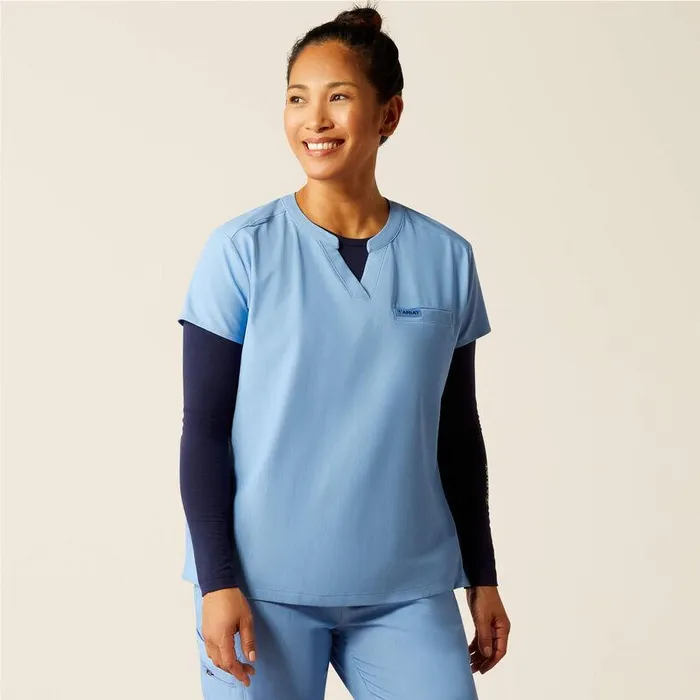 Women Scrubs Ariat Eliza Fashion Scrub Top Light Blue Heather