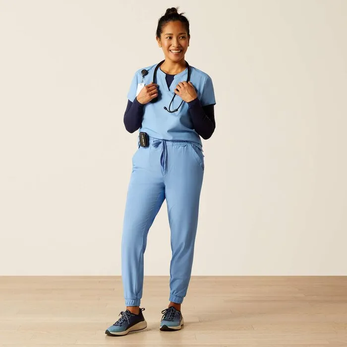 Women Scrubs Ariat Eliza Fashion Scrub Top Light Blue Heather