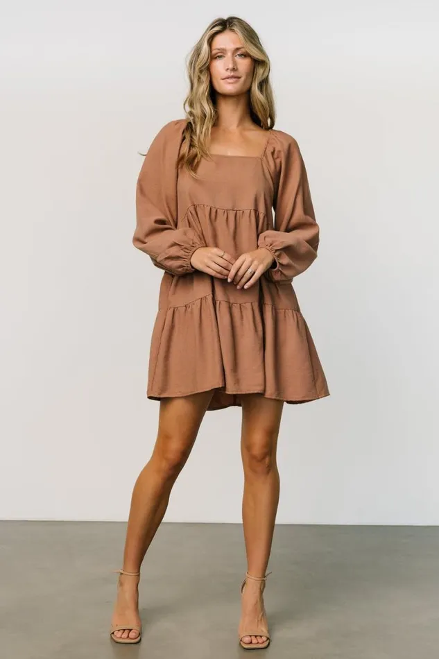 Women Selena Tiered Mini Dress Dusty Mauve Baltic Born Short Dresses Women Selena Tiered Mini Dress Dusty Mauve Baltic Born Short Dresses