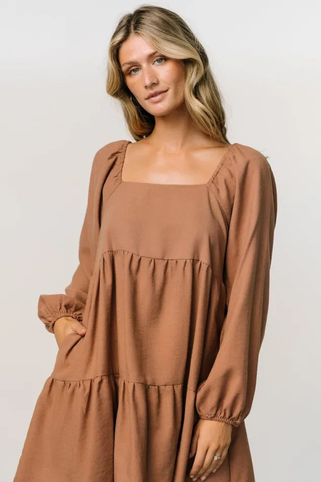 Women Selena Tiered Mini Dress Dusty Mauve Baltic Born Short Dresses Women Selena Tiered Mini Dress Dusty Mauve Baltic Born Short Dresses