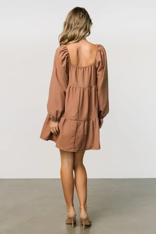 Women Selena Tiered Mini Dress Dusty Mauve Baltic Born Short Dresses Women Selena Tiered Mini Dress Dusty Mauve Baltic Born Short Dresses