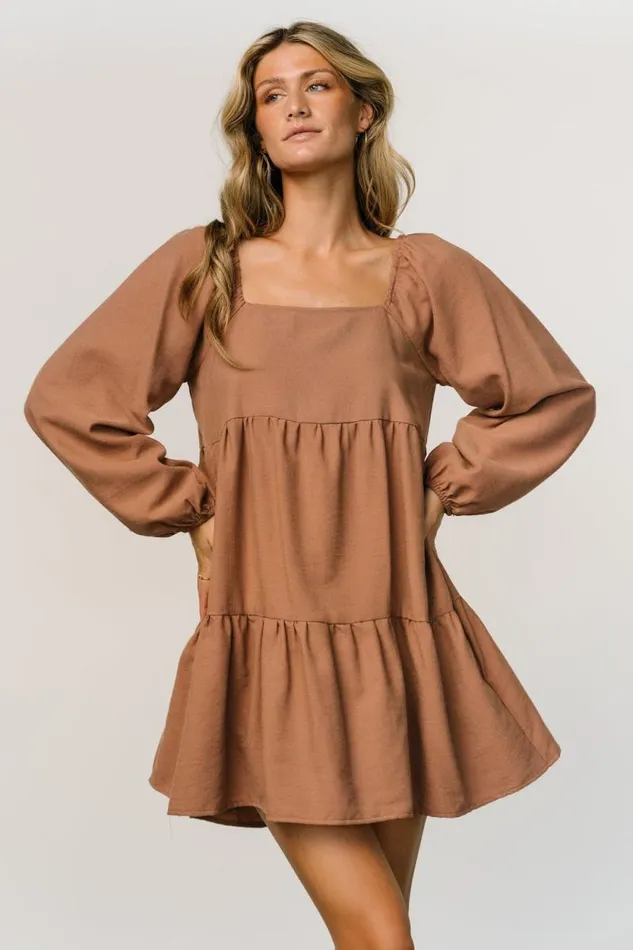 Women Selena Tiered Mini Dress Dusty Mauve Baltic Born Short Dresses Women Selena Tiered Mini Dress Dusty Mauve Baltic Born Short Dresses