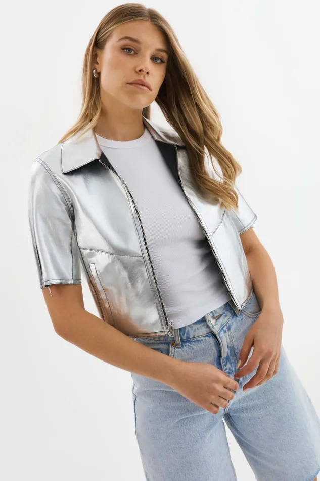 Women SEVANA Reversible Leather Jacket Blacksilver LAMARQUE Leather Jackets Women SEVANA Reversible Leather Jacket Blacksilver LAMARQUE Leather Jackets
