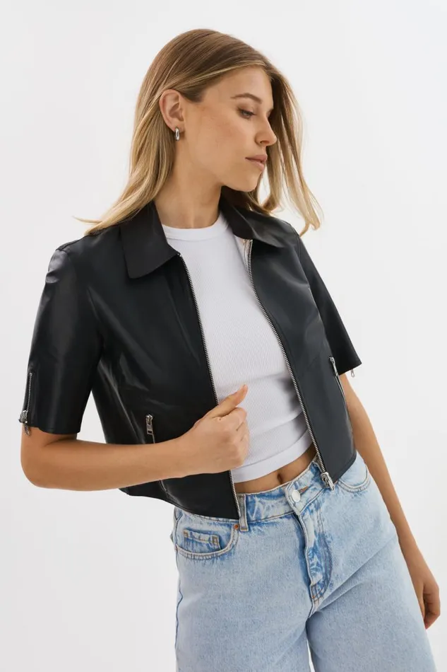 Women SEVANA Reversible Leather Jacket Blacksilver LAMARQUE Leather Jackets Women SEVANA Reversible Leather Jacket Blacksilver LAMARQUE Leather Jackets