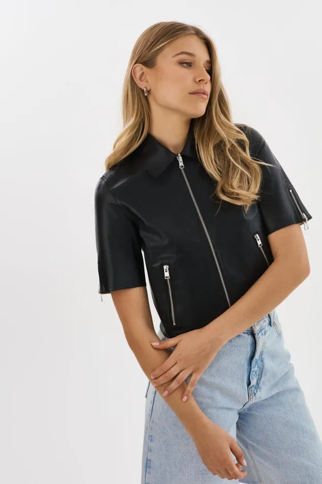 Women SEVANA Reversible Leather Jacket Blacksilver LAMARQUE Leather Jackets Women SEVANA Reversible Leather Jacket Blacksilver LAMARQUE Leather Jackets