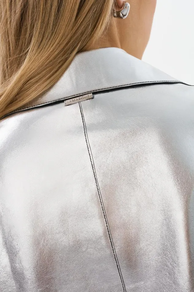Women SEVANA Reversible Leather Jacket Blacksilver LAMARQUE Leather Jackets Women SEVANA Reversible Leather Jacket Blacksilver LAMARQUE Leather Jackets