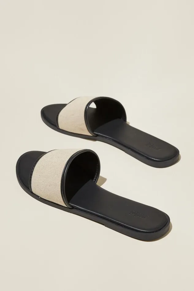 Women Shoes and Slippers Cotton On Sorrento Single Vamp Blackecru Canvas