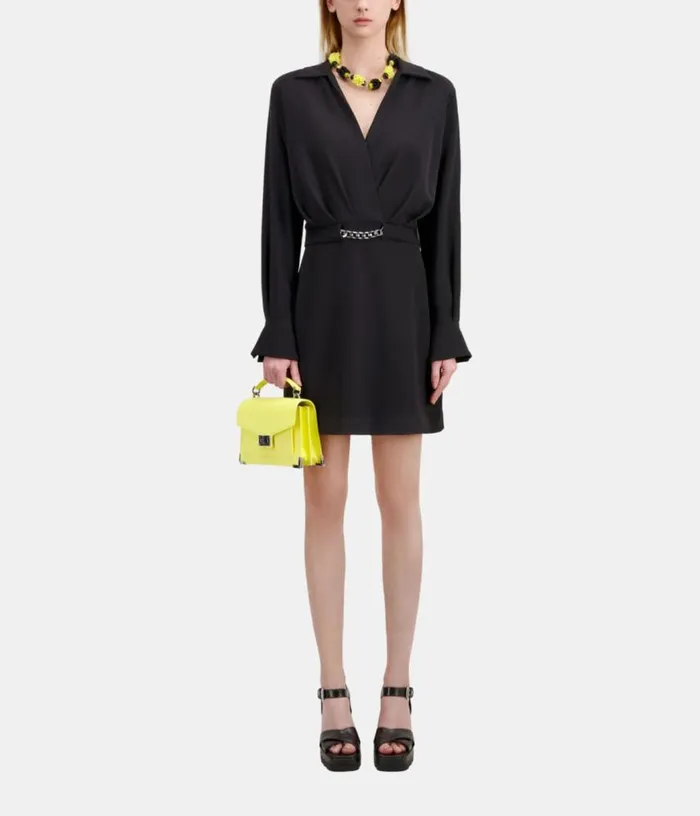 Women Short Black Crepe Dress With Chain THE KOOPLES Dresses and Jumpsuits