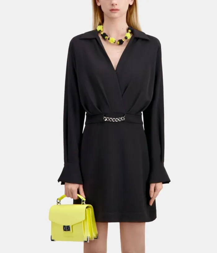 Women Short Black Crepe Dress With Chain THE KOOPLES Dresses and Jumpsuits