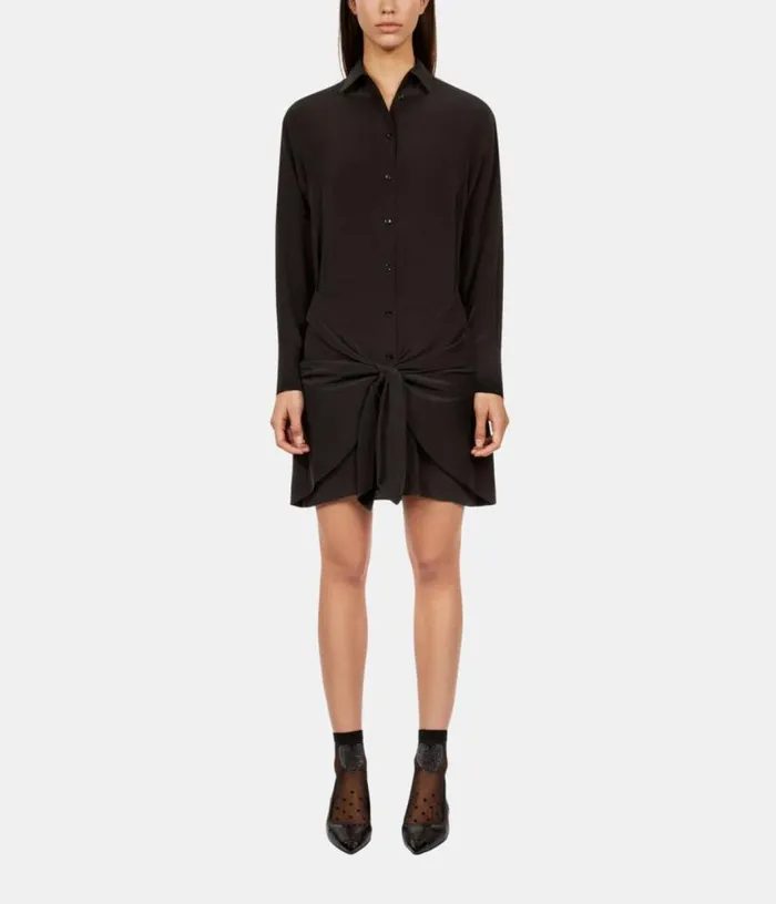 Women Short Black Shirt Dress With Bow THE KOOPLES Dresses and Jumpsuits