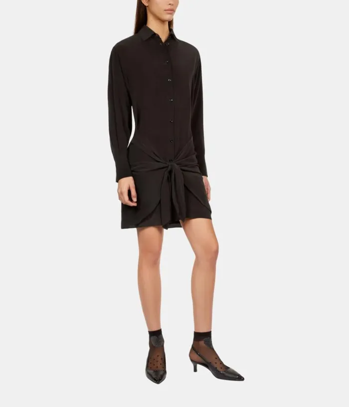Women Short Black Shirt Dress With Bow THE KOOPLES Dresses and Jumpsuits