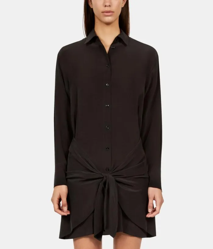 Women Short Black Shirt Dress With Bow THE KOOPLES Dresses and Jumpsuits