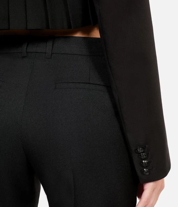 Women Short Black Woolblend Pleated Jacket THE KOOPLES Blazers and Suits