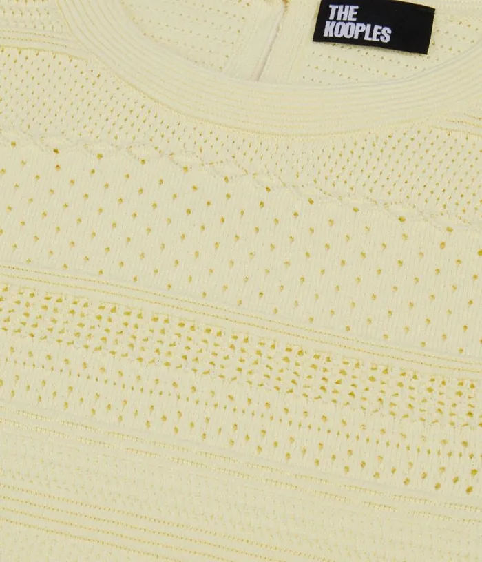 Women Short Light Yellow Openwork Knit Top THE KOOPLES Blouses and Shirts