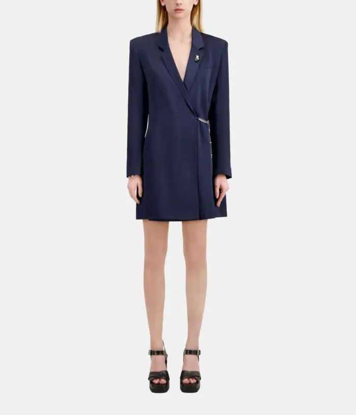 Women Short Navy Blue Dress With Chain THE KOOPLES Dresses and Jumpsuits