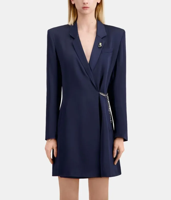 Women Short Navy Blue Dress With Chain THE KOOPLES Dresses and Jumpsuits