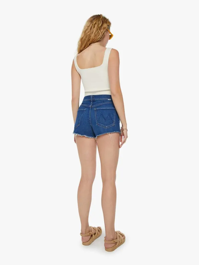 Women Shorts Mother Denim The Tomcat Kick Fray Short Blue