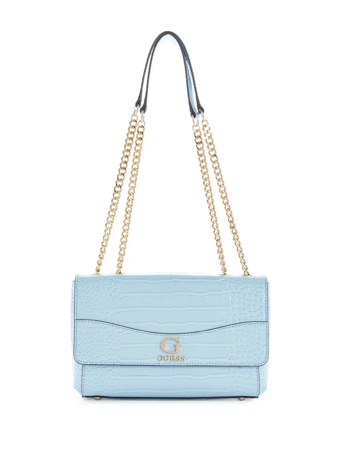Women Shoulder Bag GUESS Blue Nell Croco Crossbody Bag