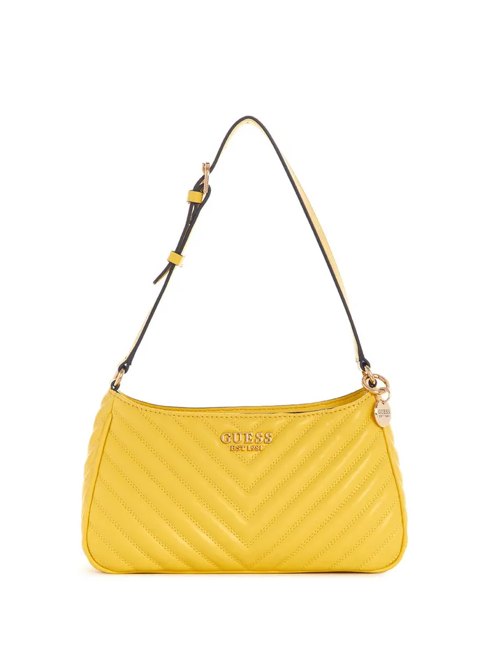 Women Shoulder Bag GUESS Yellow Keillah Quilted Shoulder Bag