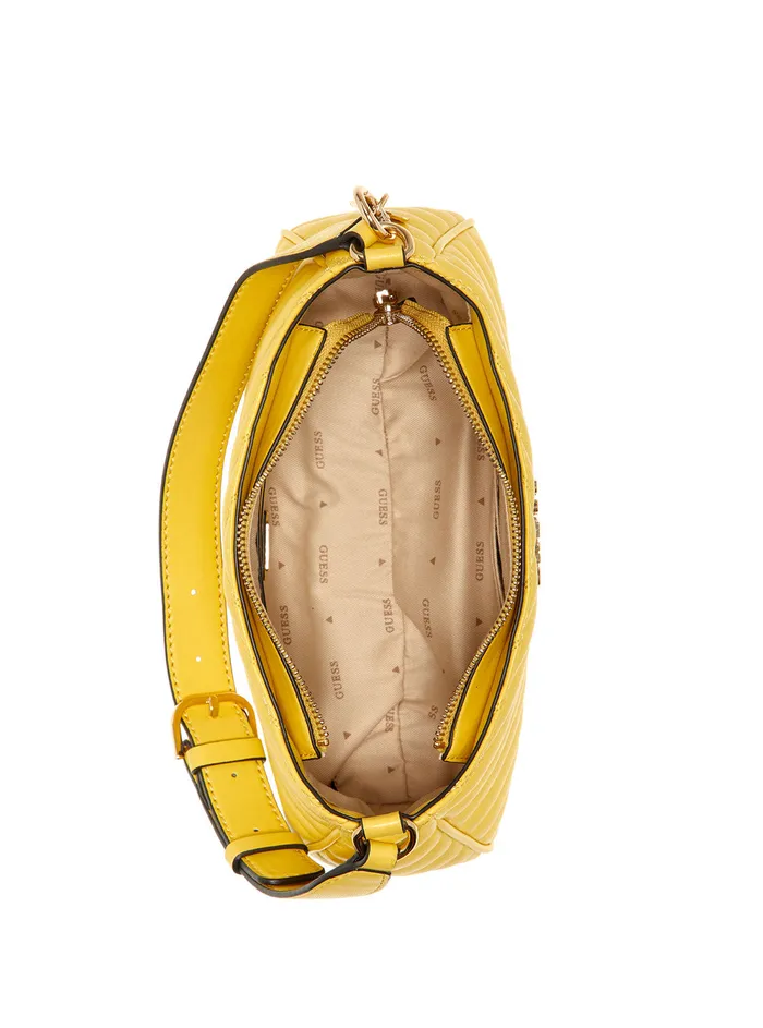 Women Shoulder Bag GUESS Yellow Keillah Quilted Shoulder Bag