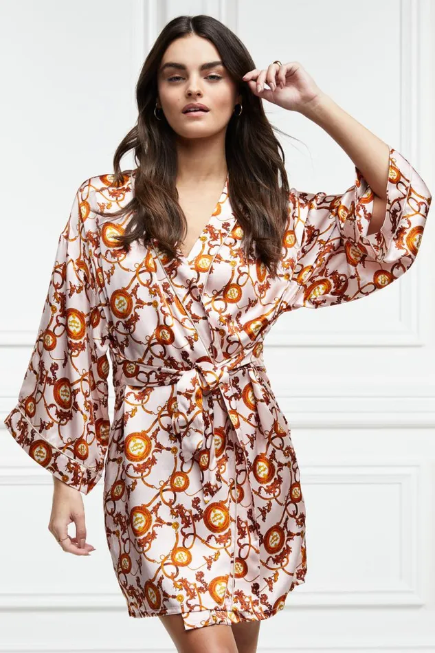 Women Silk Dressing Gown Blush Holland Cooper Sleepwear