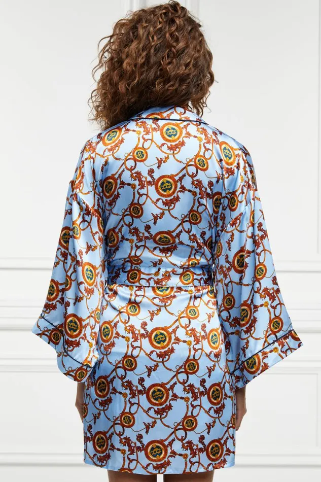 Women Silk Dressing Gown Sky Blue Holland Cooper Sleepwear