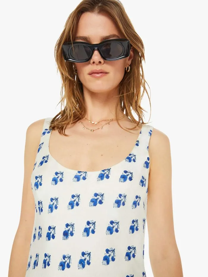 Women Skirts and Dresses Mother Denim Adele Silk Dress Indigo Bhutti