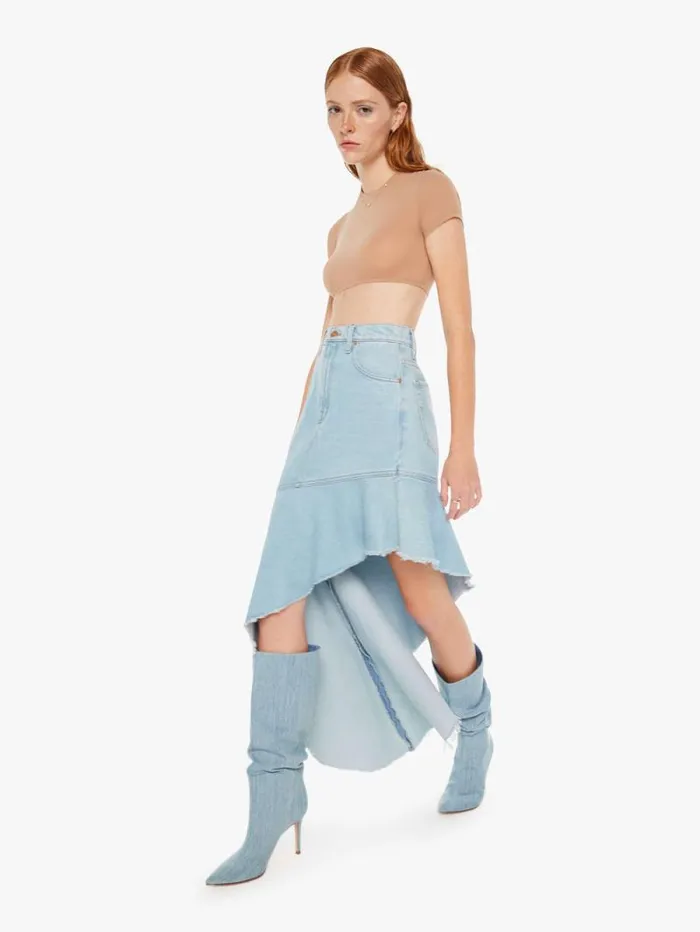 Women Skirts and Dresses Mother Denim SNACKS The Crinkle Cut Skirt Blue lightpastel