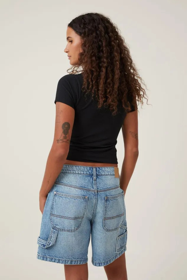 Women Skirts and Shorts Cotton On Relaxed Denim Short Lake Bluecarpenter
