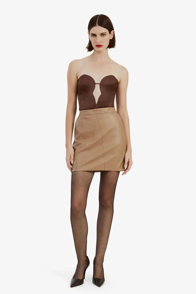 Women Skirts Bardot Alexis Vegan Leather Skirt In Camel Camel