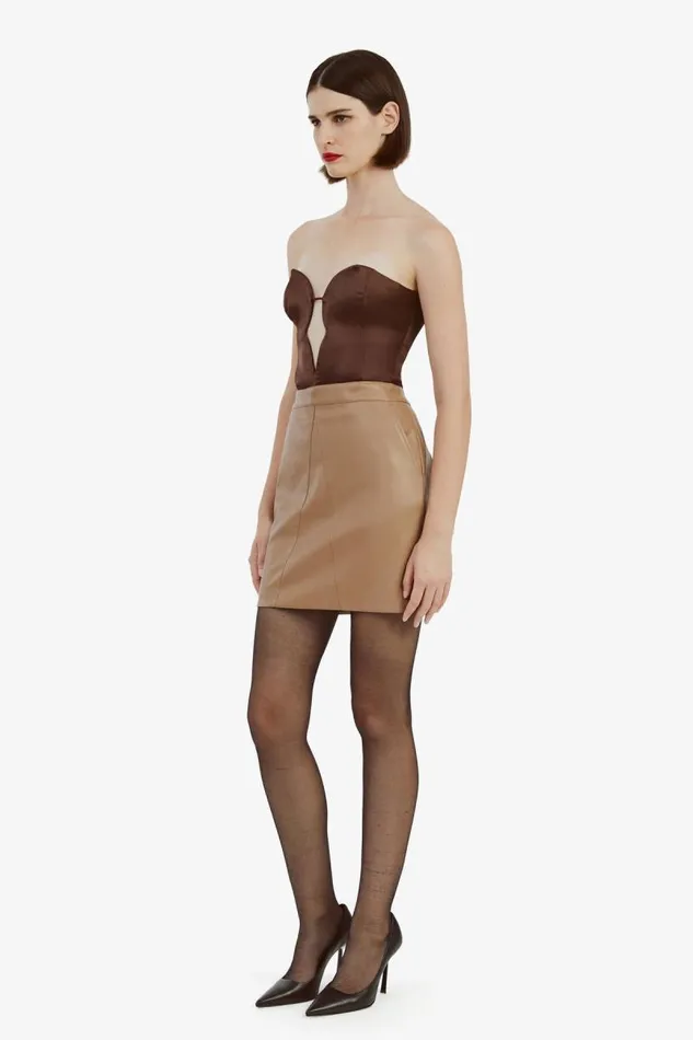 Women Skirts Bardot Alexis Vegan Leather Skirt In Camel Camel