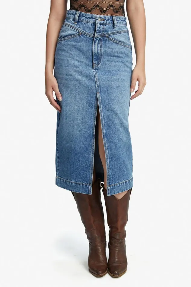 Women Skirts Bardot Jonah Midi Denim Skirt In Vintage Vintage Women Skirts Bardot Jonah Midi Denim Skirt In Vintage Vintage
