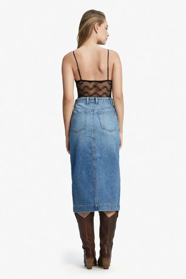 Women Skirts Bardot Jonah Midi Denim Skirt In Vintage Vintage Women Skirts Bardot Jonah Midi Denim Skirt In Vintage Vintage