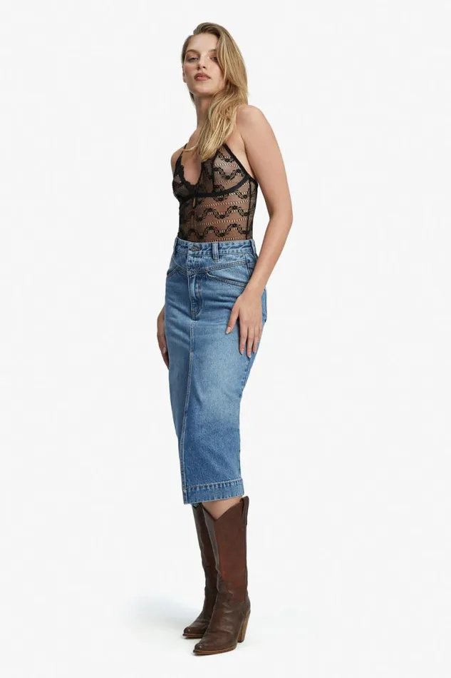 Women Skirts Bardot Jonah Midi Denim Skirt In Vintage Vintage Women Skirts Bardot Jonah Midi Denim Skirt In Vintage Vintage