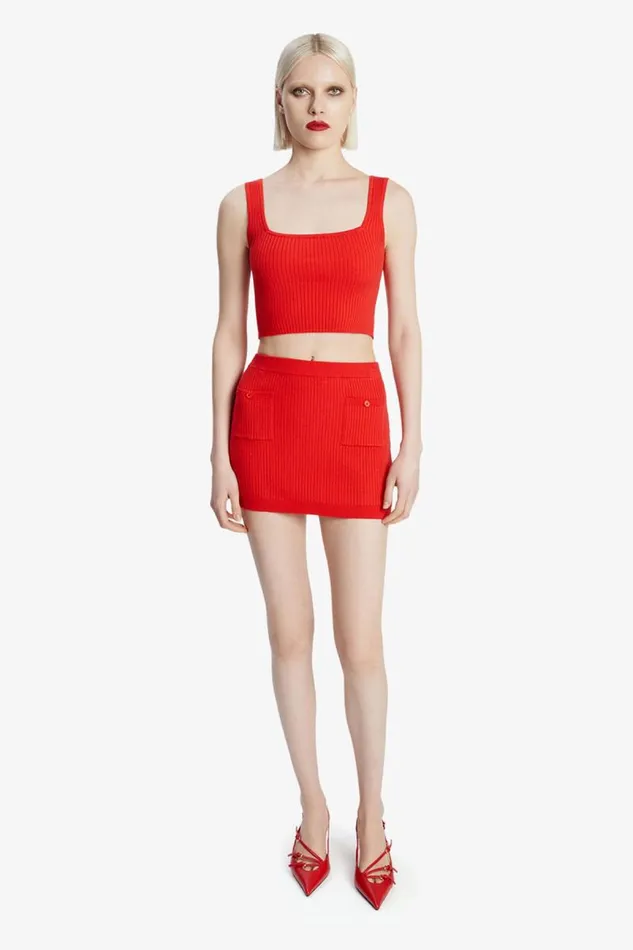 Women Skirts Bardot Sarita Knit Skirt In Deep Red Deep Red
