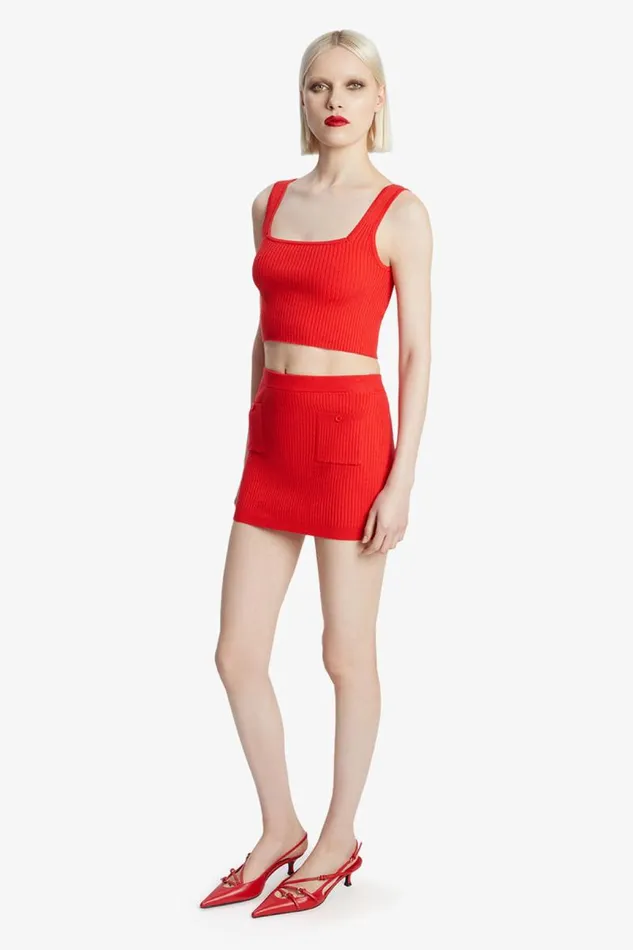 Women Skirts Bardot Sarita Knit Skirt In Deep Red Deep Red