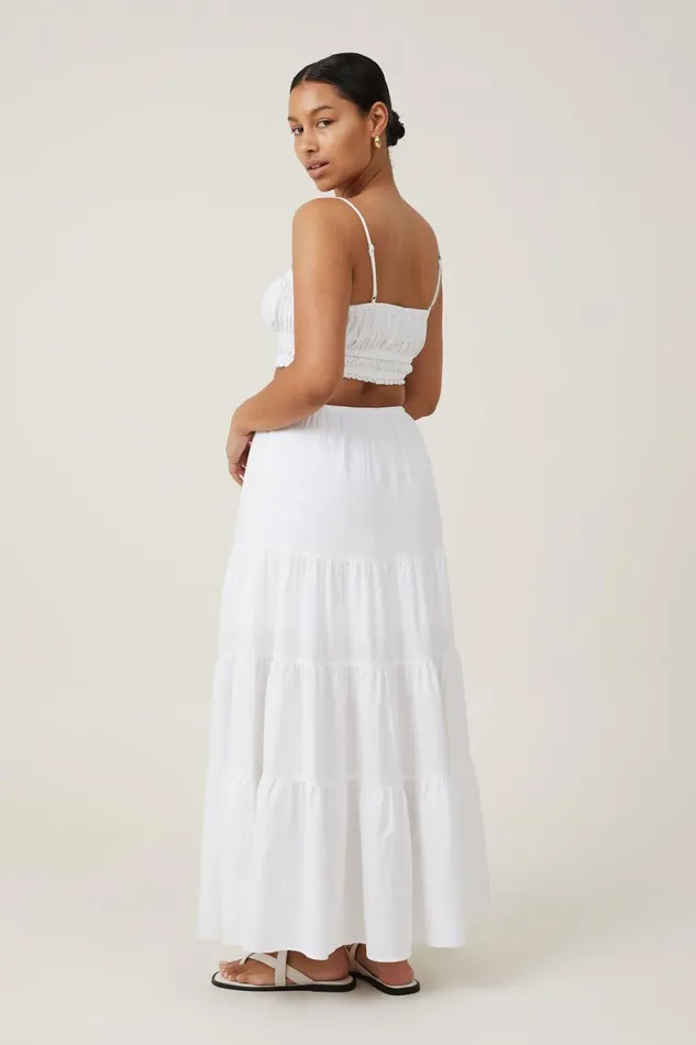 Women Skirts Cotton On Haven Tiered Maxi Skirt White