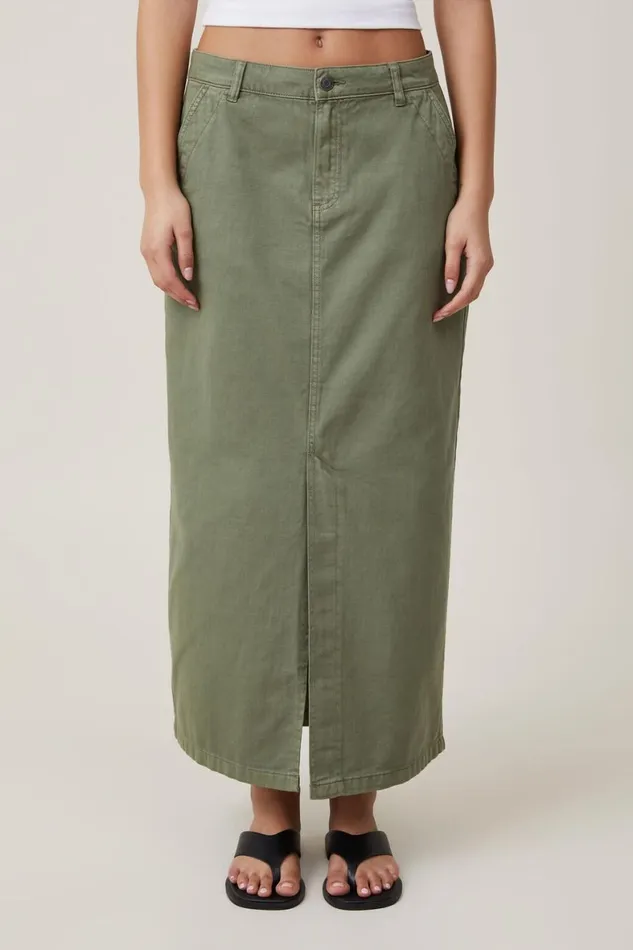 Women Skirts Cotton On Ryder Utility Maxi Skirt Khaki
